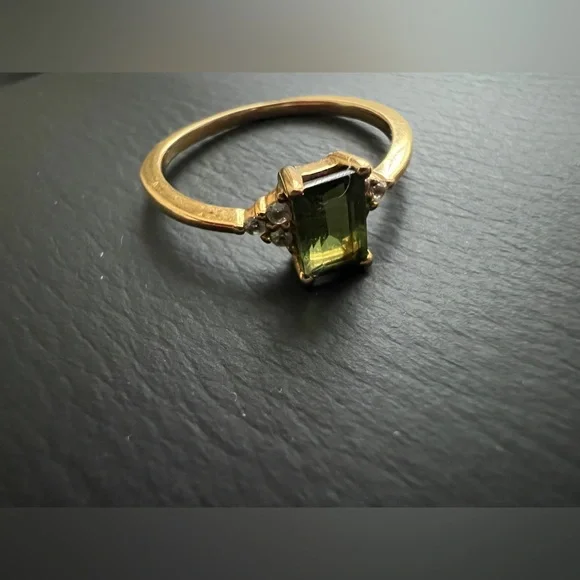 Aurate Vintage Inspired Emerald Cut ring green tourmaline 6 - Picture 4 of 7